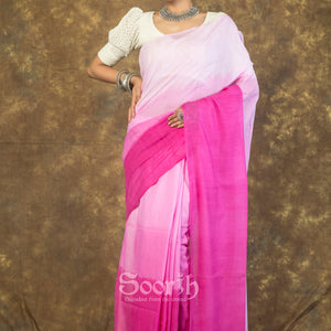 Pink Mul Cotton Ombre Saree