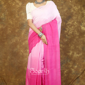 Pink Mul Cotton Ombre Saree