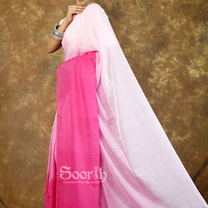 Pink Mul Cotton Ombre Saree