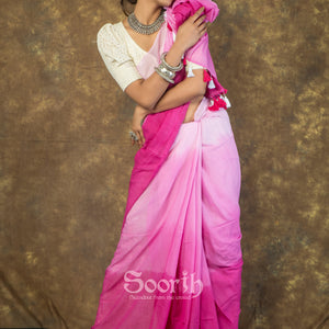 Pink Mul Cotton Ombre Saree