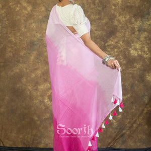 Pink Mul Cotton Ombre Saree