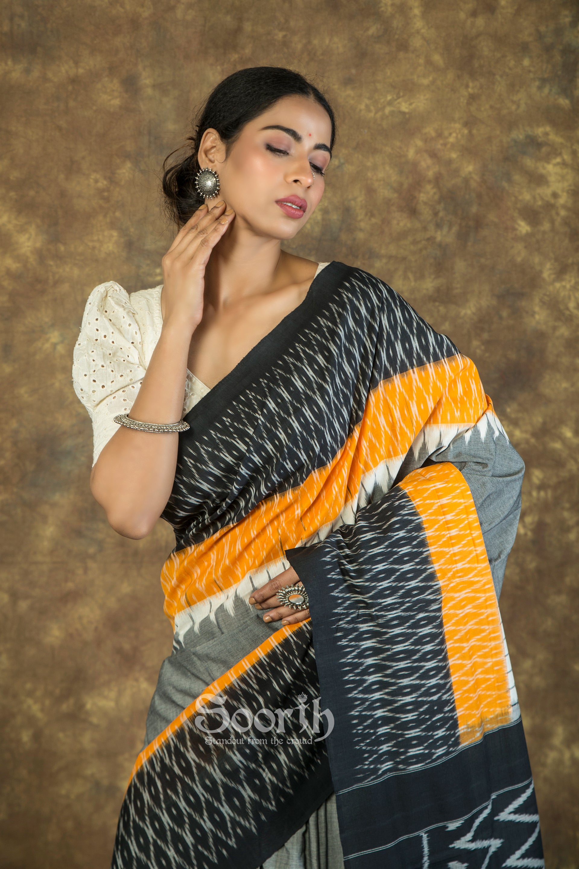 Handloom Mercerised Cotton Single Ikkat Saree