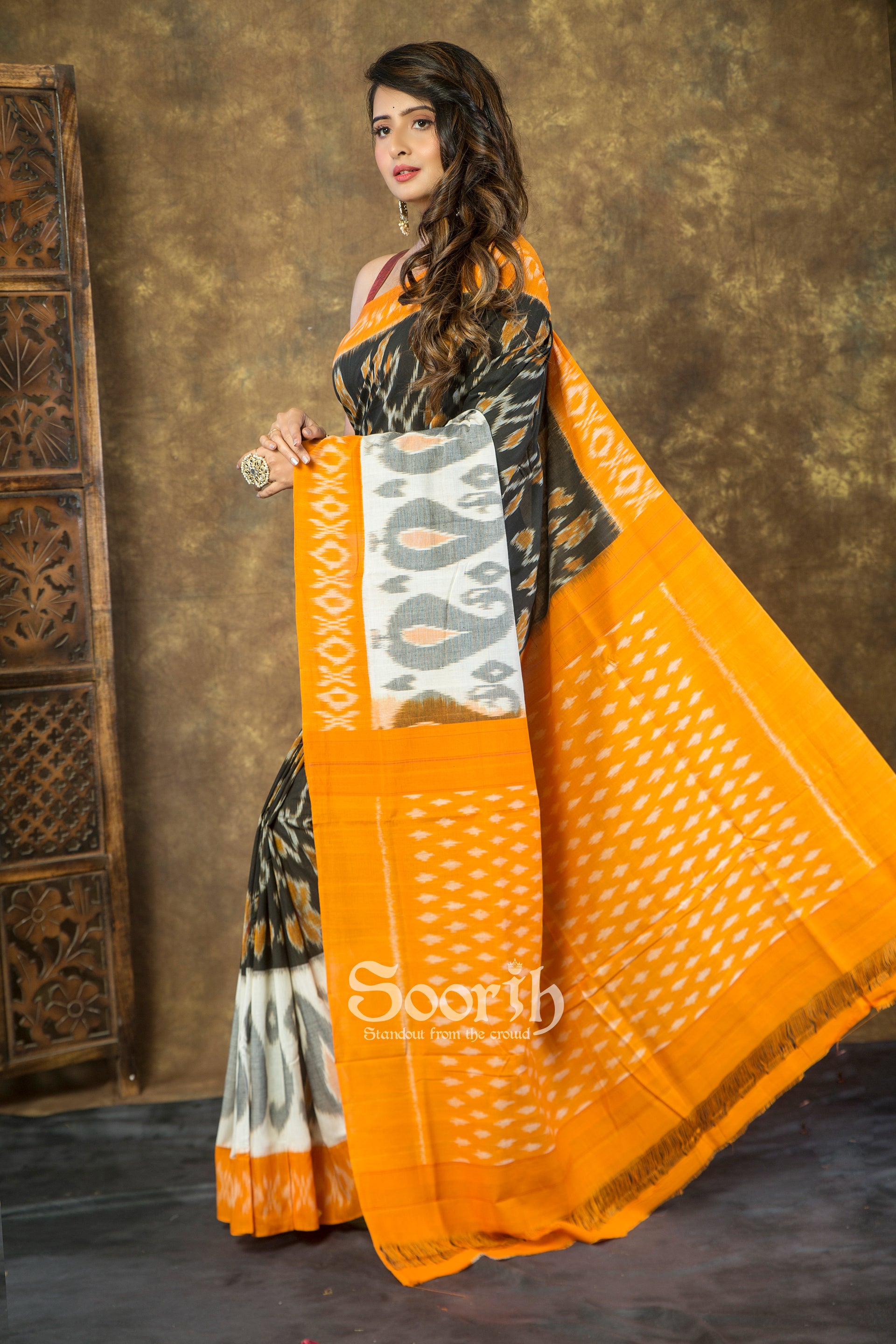 Handloom Mercerised Cotton Single Ikkat Saree