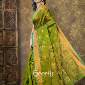 Golden Blended Cotton Handloom Saree