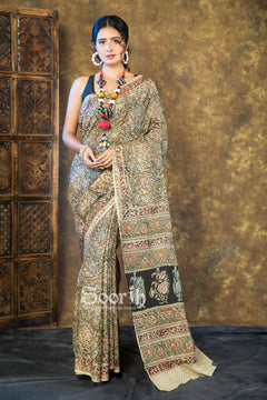 Handmade Kalamkari Vegetable Dye Silk Saree