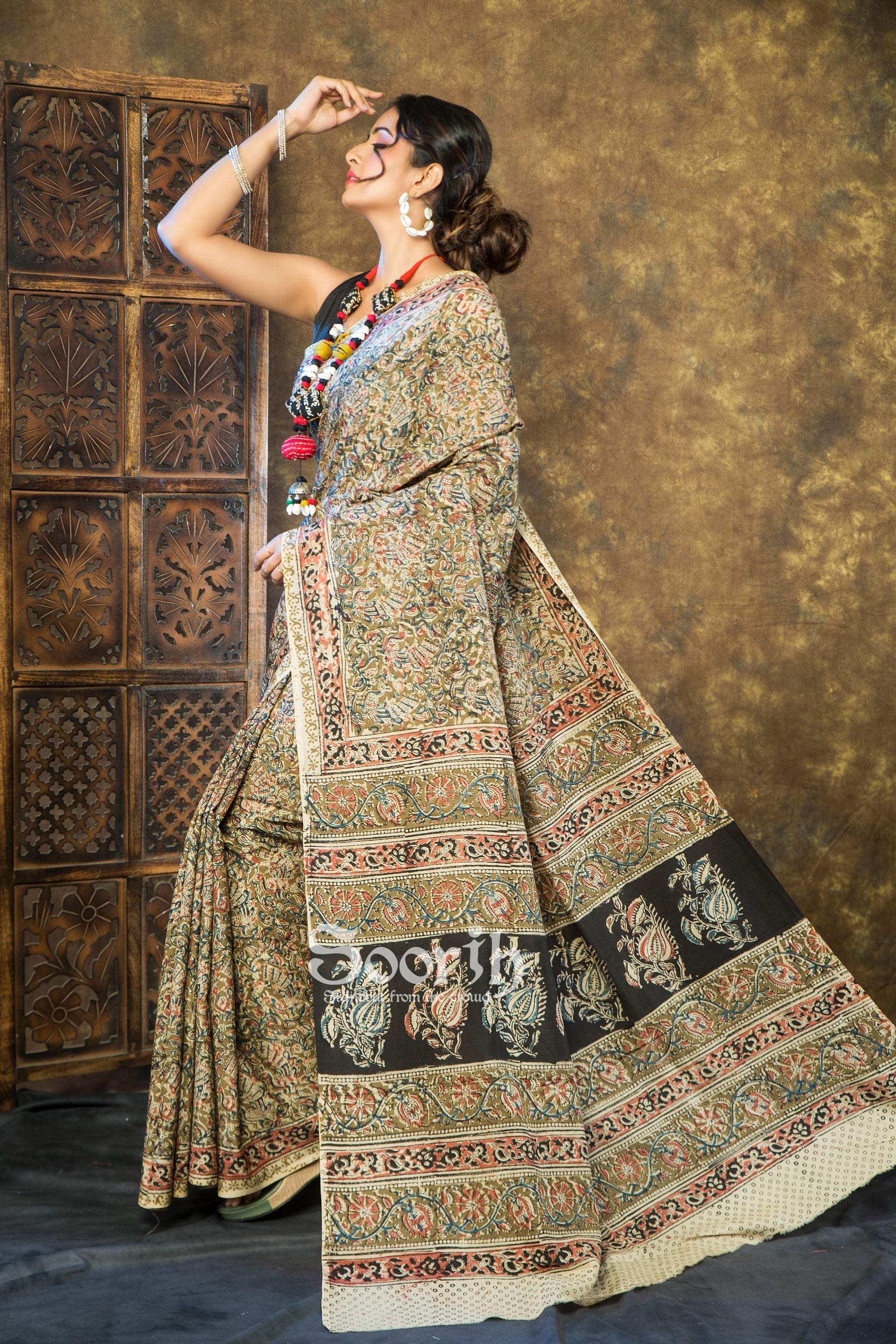 Handmade Kalamkari Vegetable Dye Silk Saree