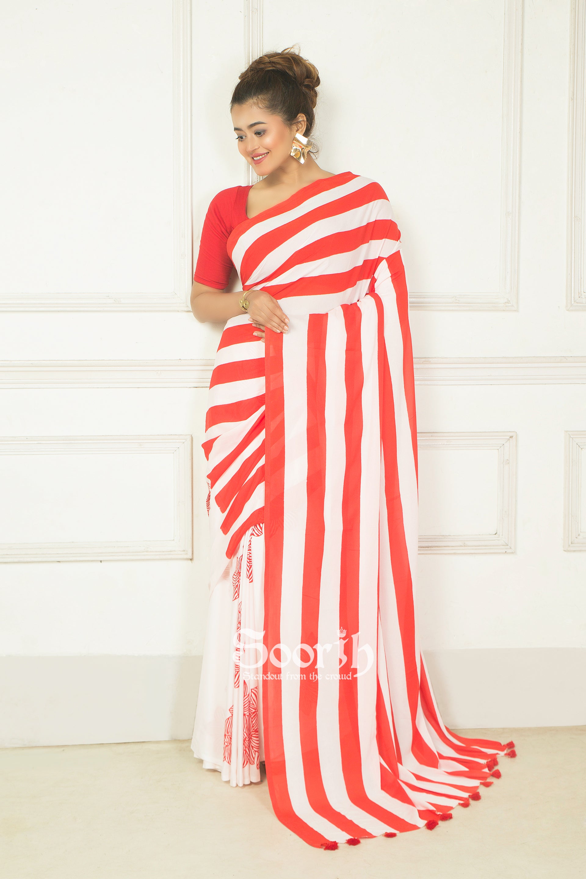 Floral Stripe Saree