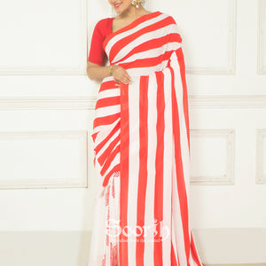 Floral Stripe Saree