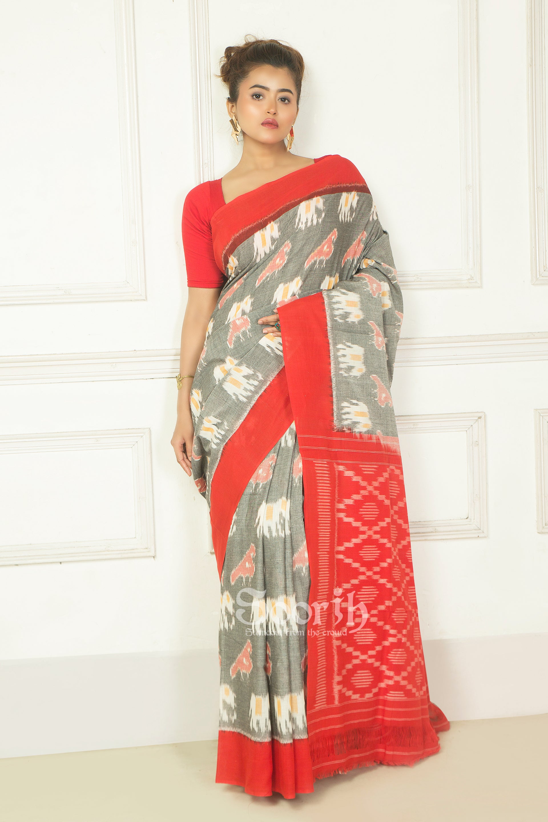 Handloom Mercerised Cotton Single Ikkat Saree