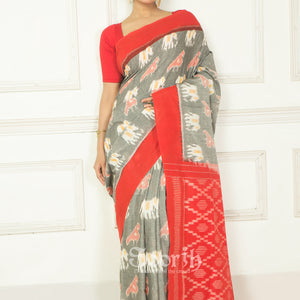 Handloom Mercerised Cotton Single Ikkat Saree