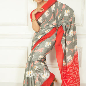 Handloom Mercerised Cotton Single Ikkat Saree