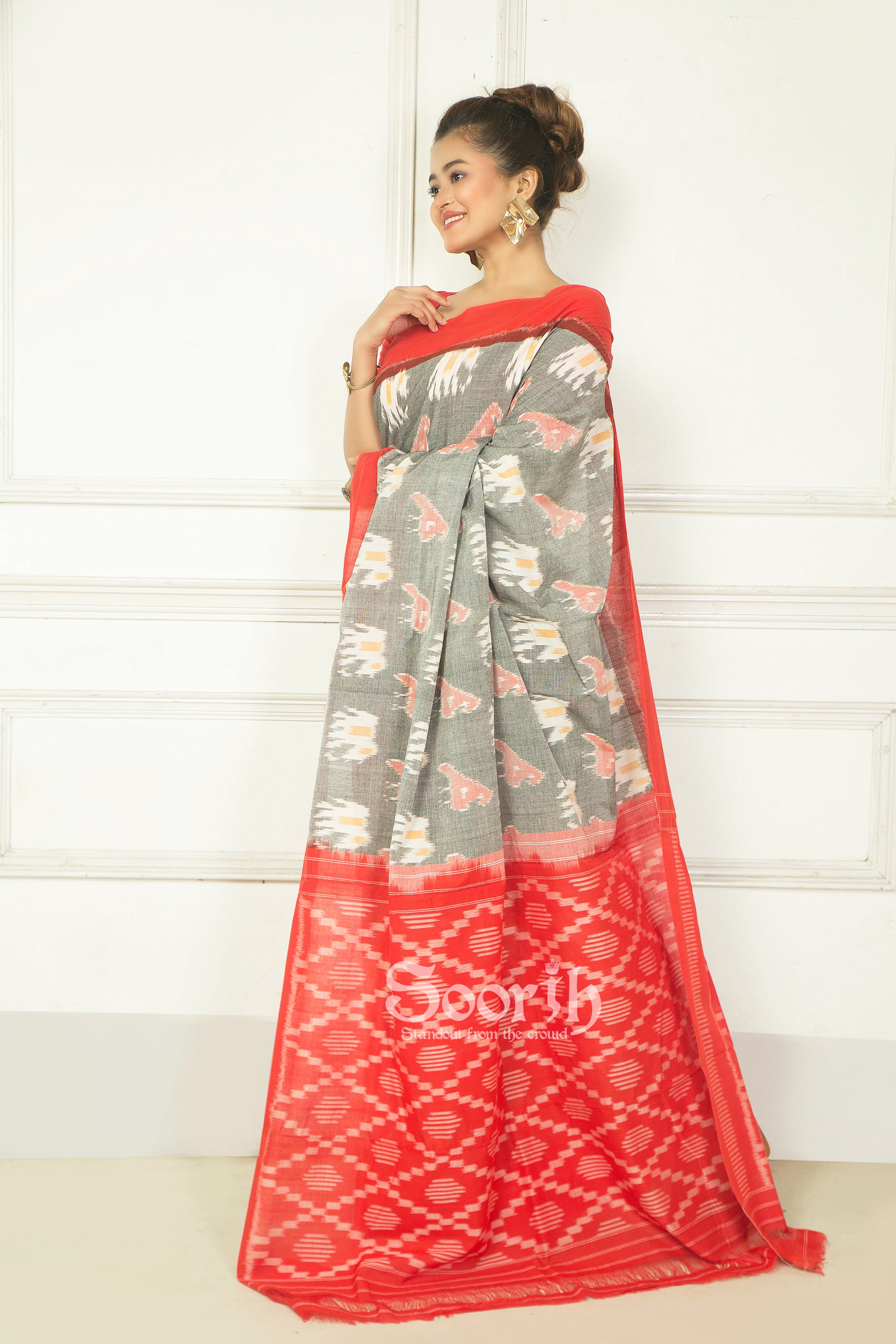 Handloom Mercerised Cotton Single Ikkat Saree