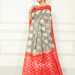 Handloom Mercerised Cotton Single Ikkat Saree