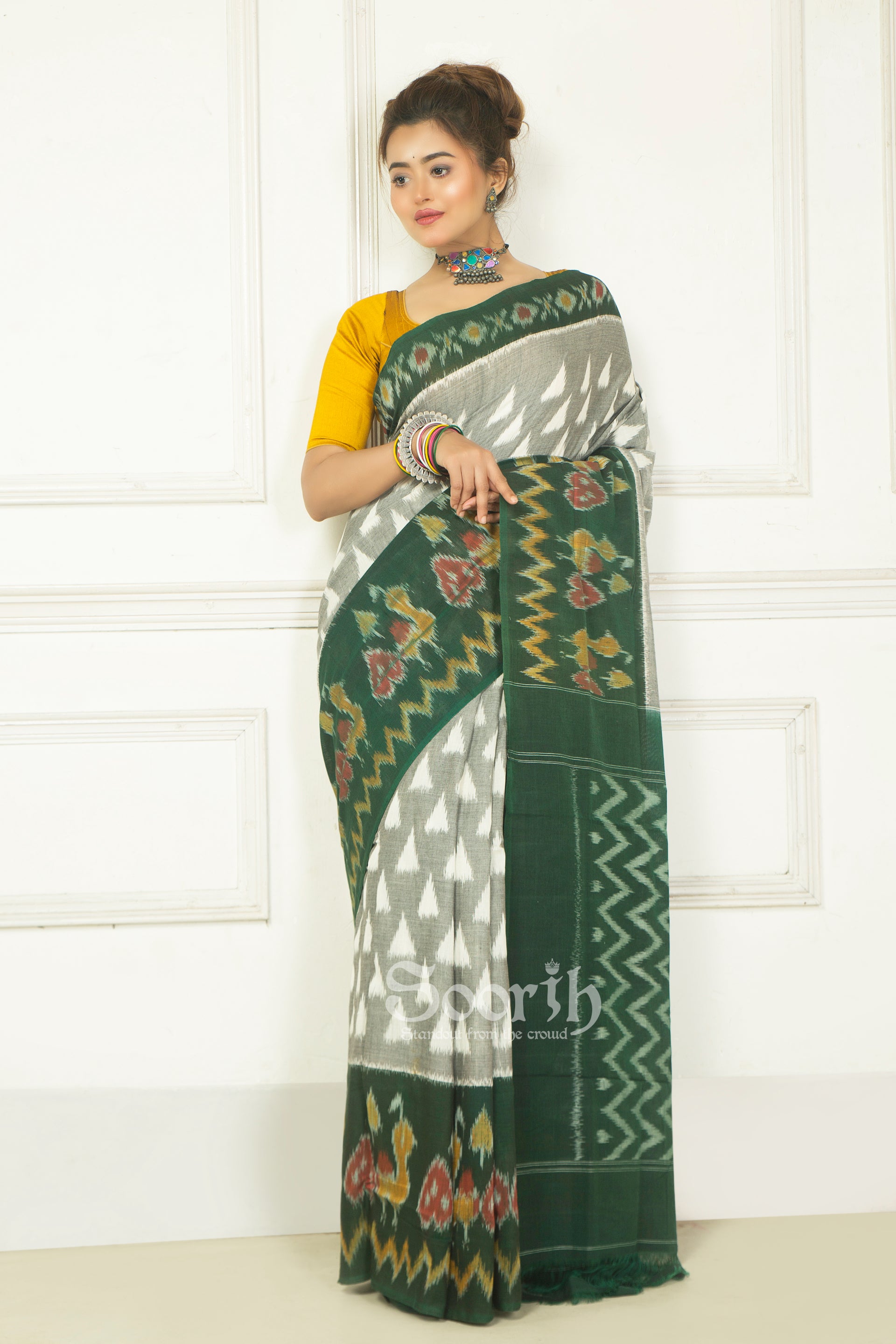 Handloom Mercerised Cotton Single Ikkat Saree