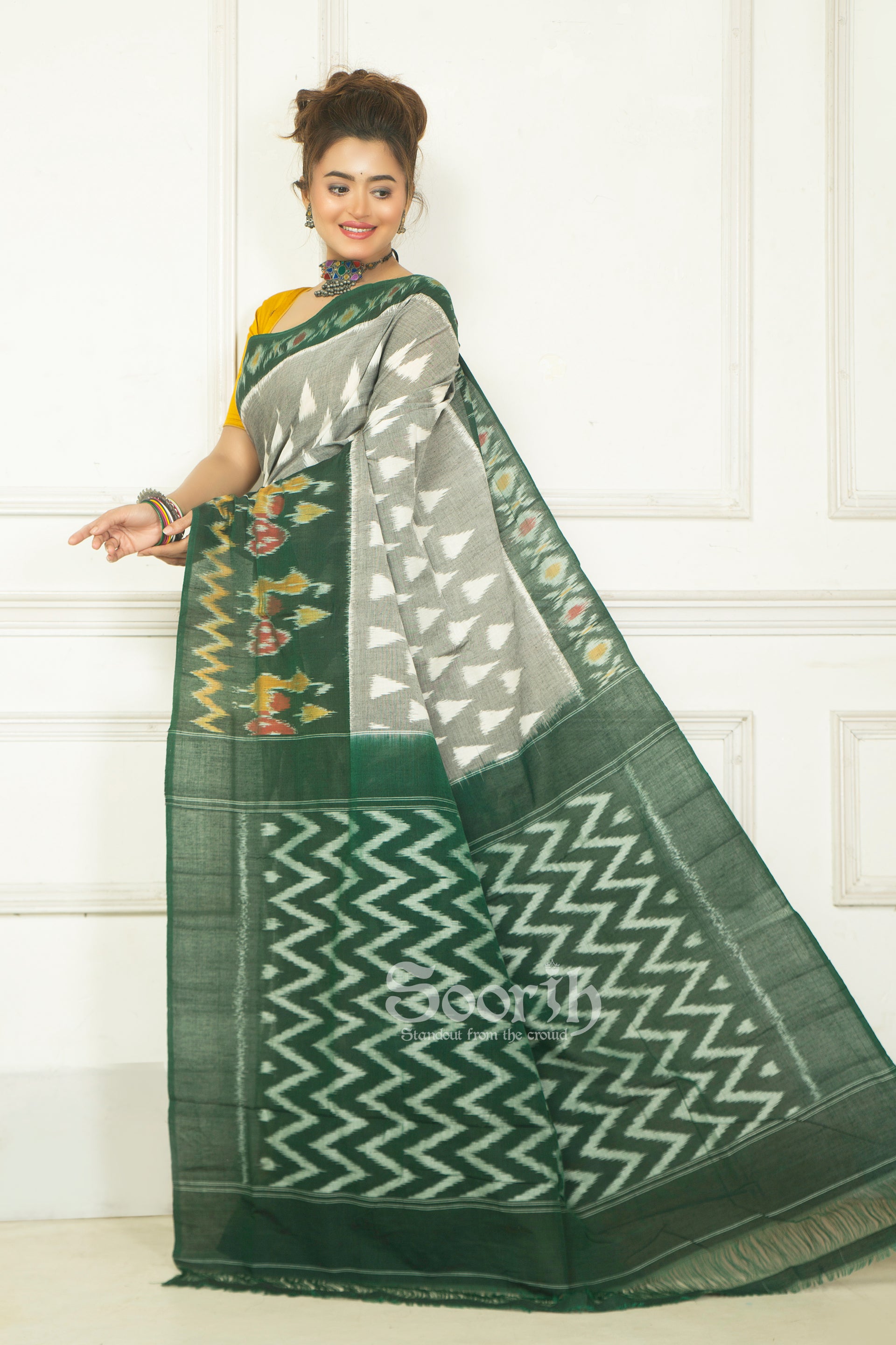 Handloom Mercerised Cotton Single Ikkat Saree