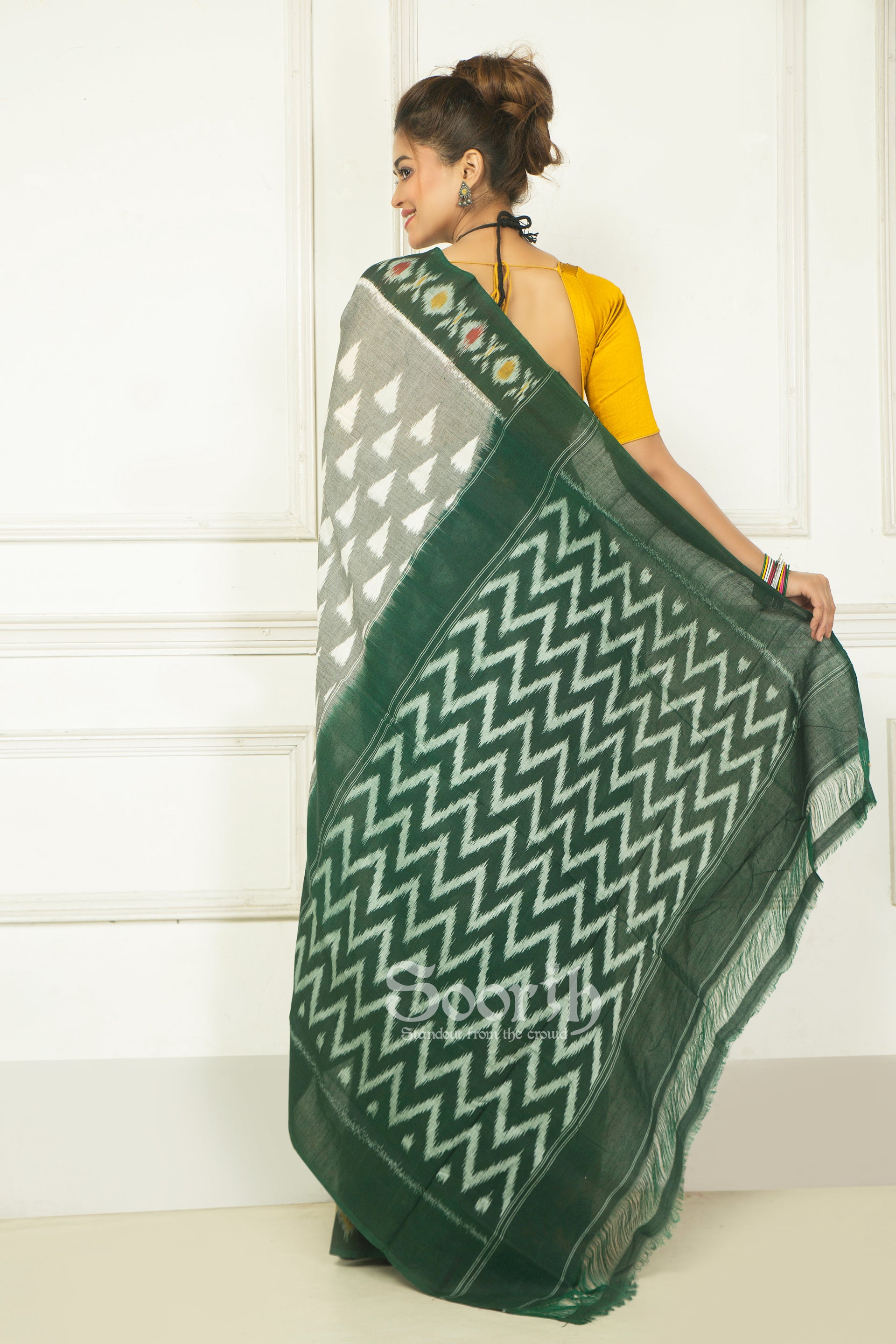 Handloom Mercerised Cotton Single Ikkat Saree