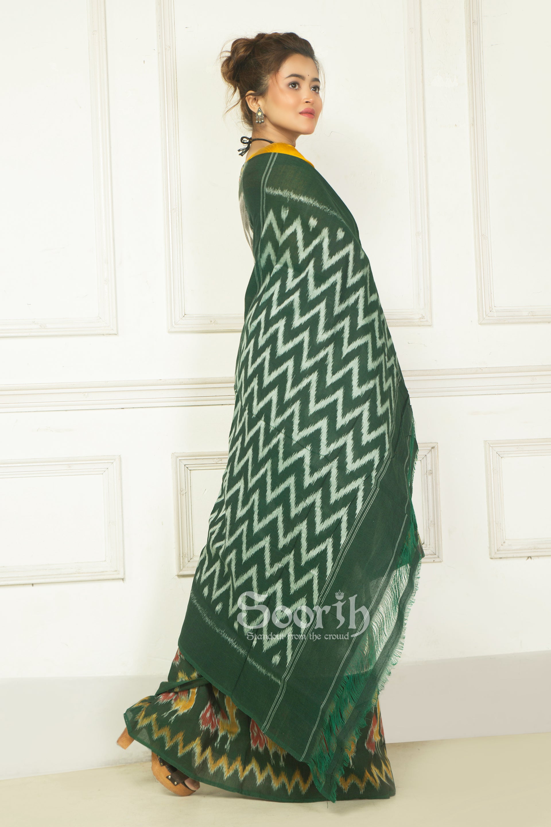 Handloom Mercerised Cotton Single Ikkat Saree