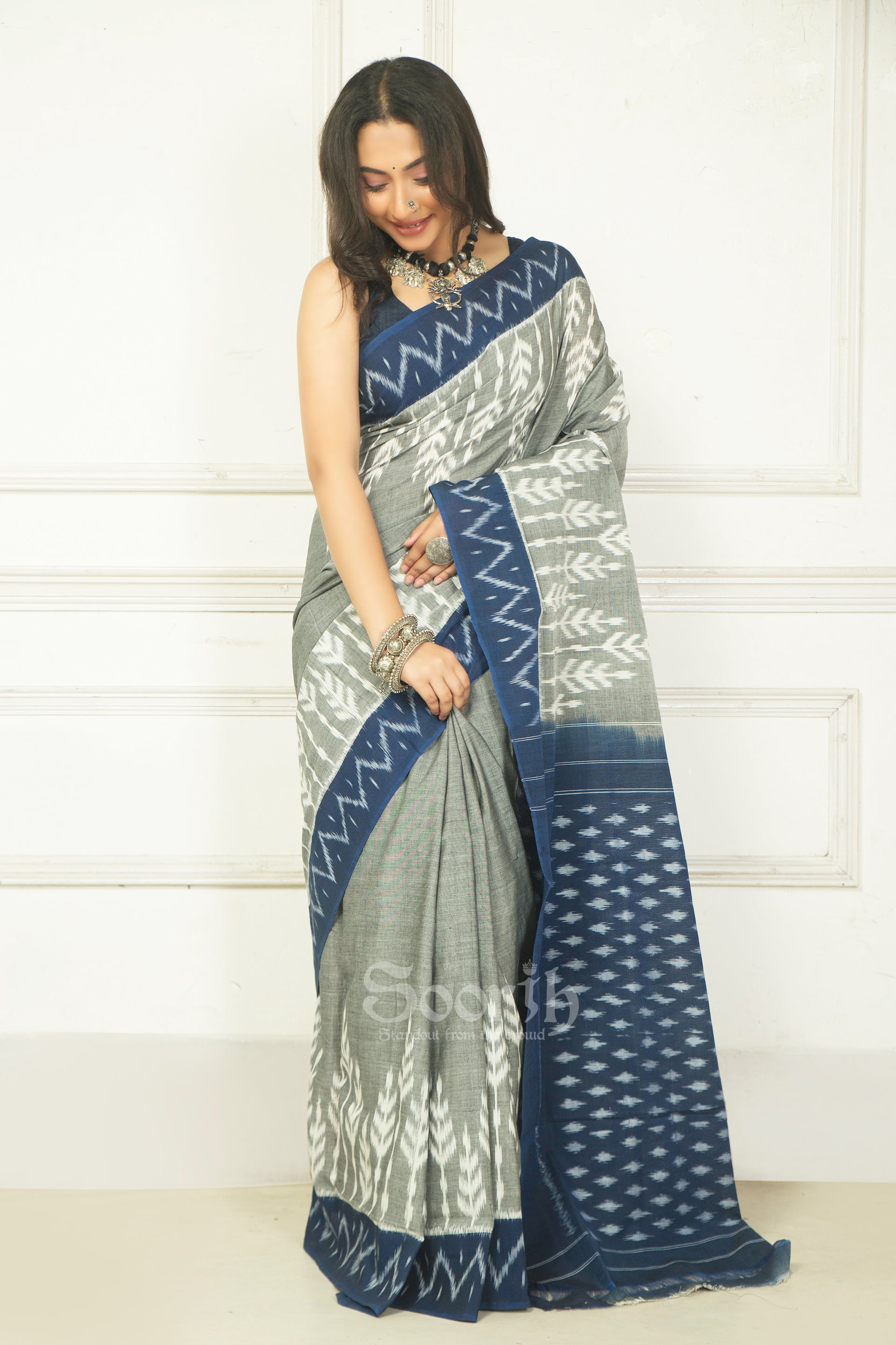 Handloom Mercerised Cotton Single Ikkat Saree