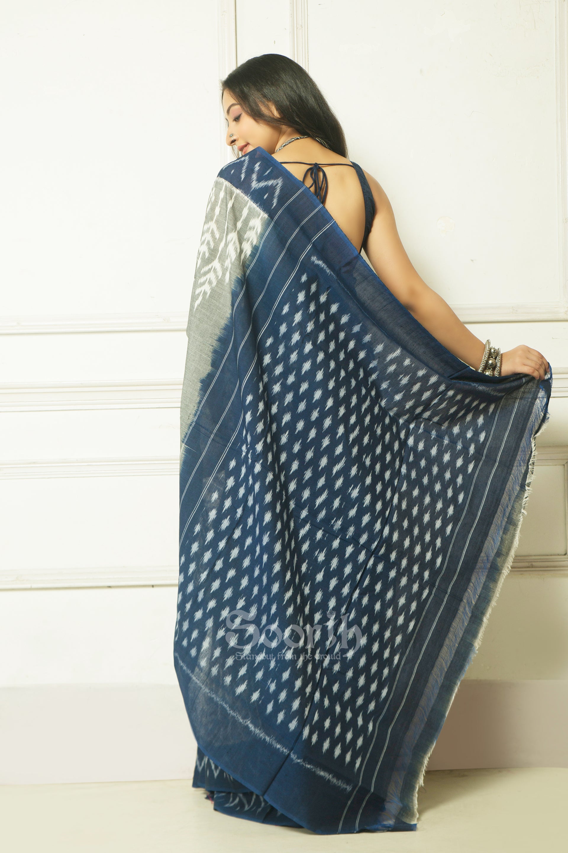 Handloom Mercerised Cotton Single Ikkat Saree