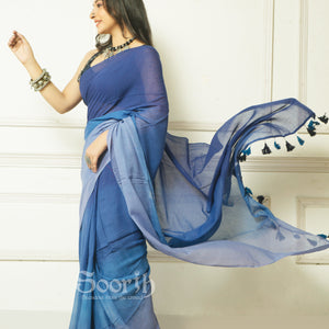 Blue Mul Cotton Ombre Saree