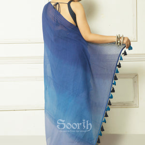 Blue Mul Cotton Ombre Saree