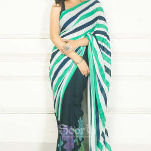 Floral Stripe Saree