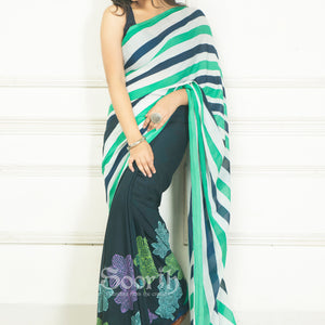 Floral Stripe Saree