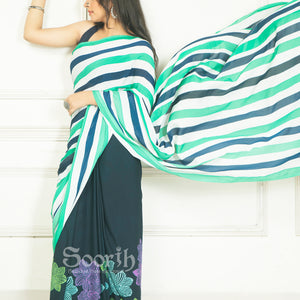 Floral Stripe Saree