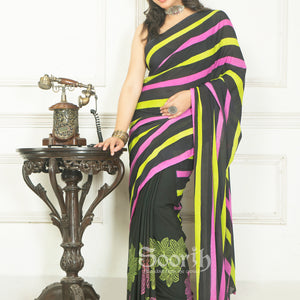 Floral Stripe Saree