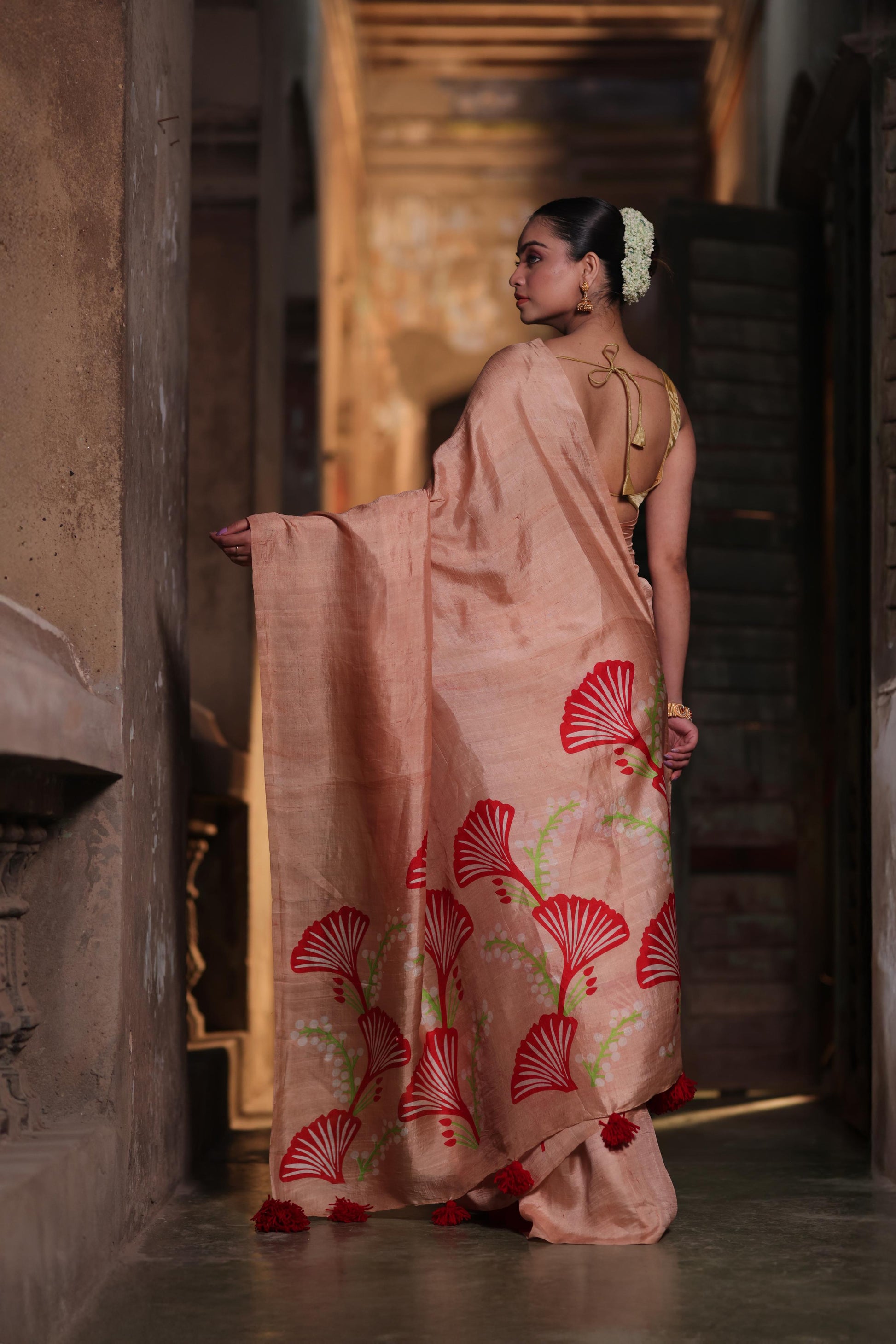 Oyster Opulence Saree - Red