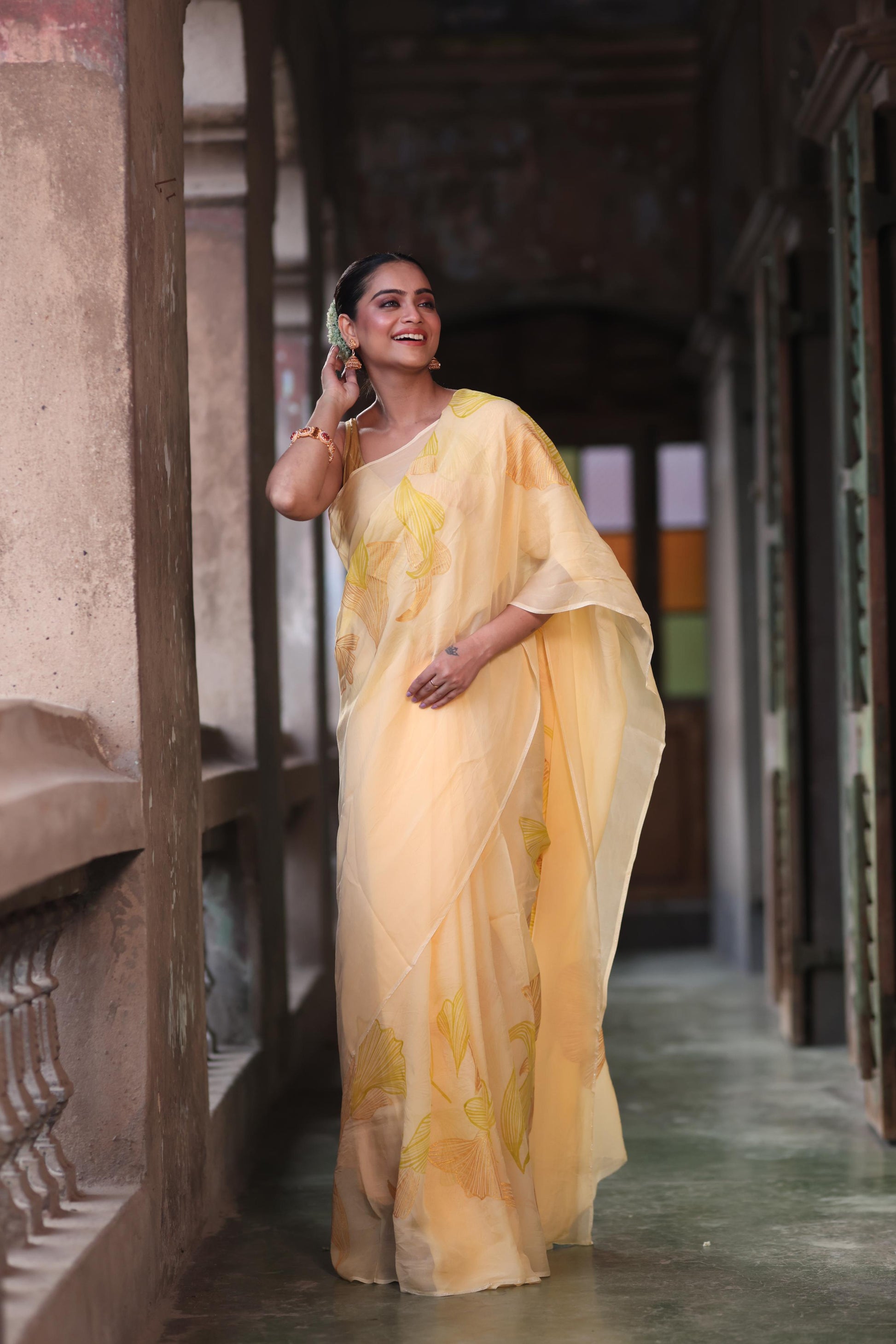 Aurea Petals Saree - Green